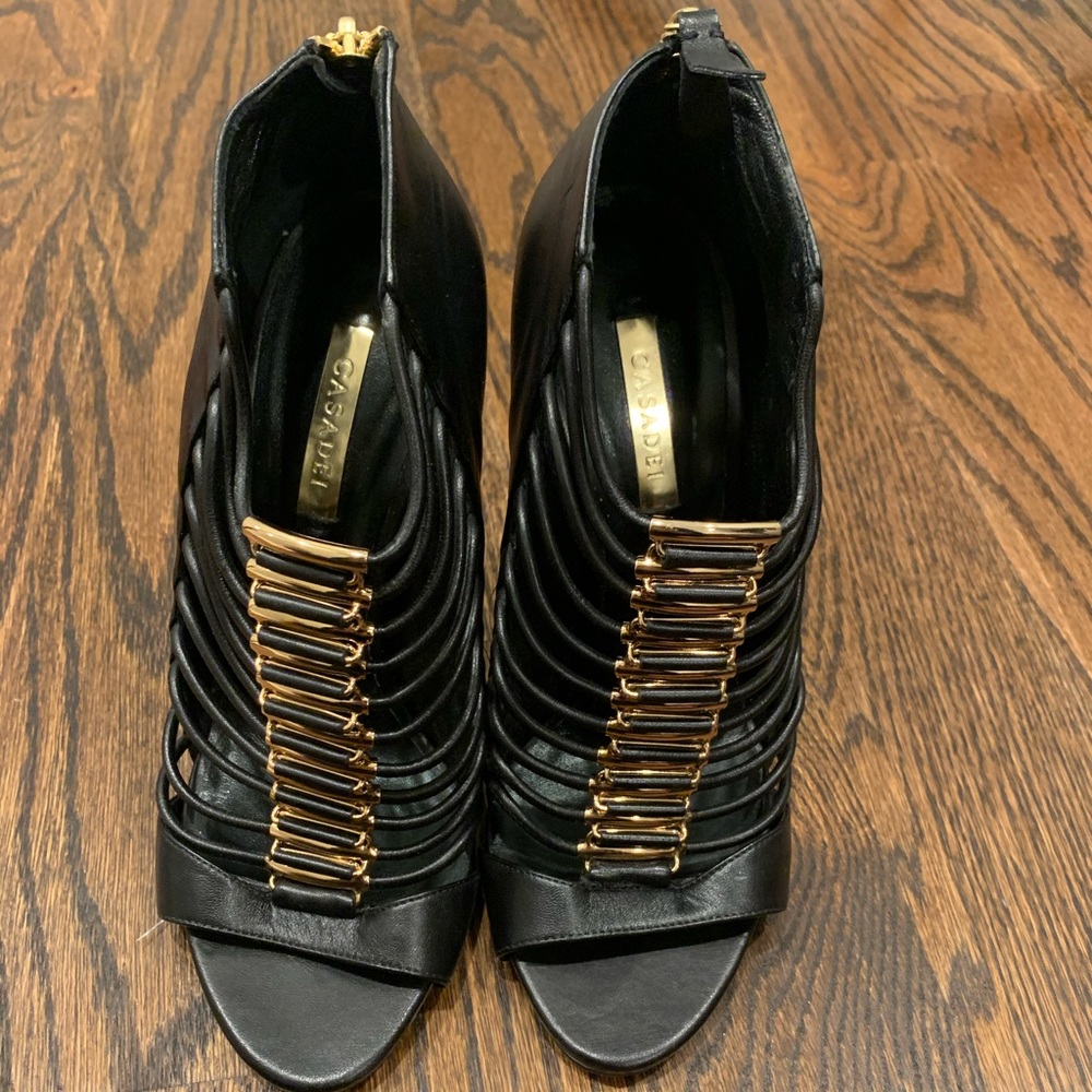 Casadei Blade Black Cage Sandals sz 7.5